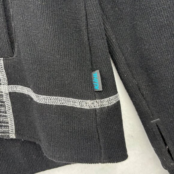 Kuhl Chianti Fleece Wool Blend Hooded Jacket Size L Black Gray Zip Up Hoodie - Picture 4 of 11